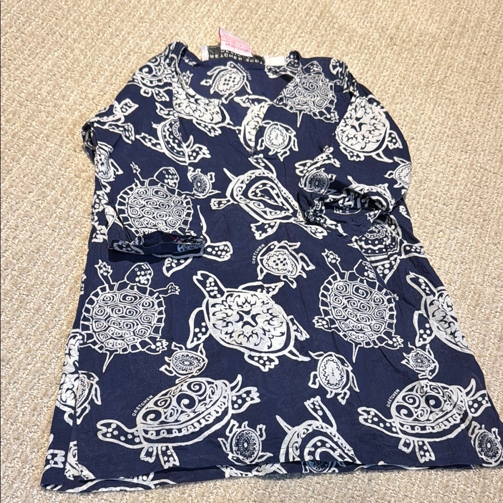 Gretchen Scott Designs Navy and White Turtle Pattern Dress